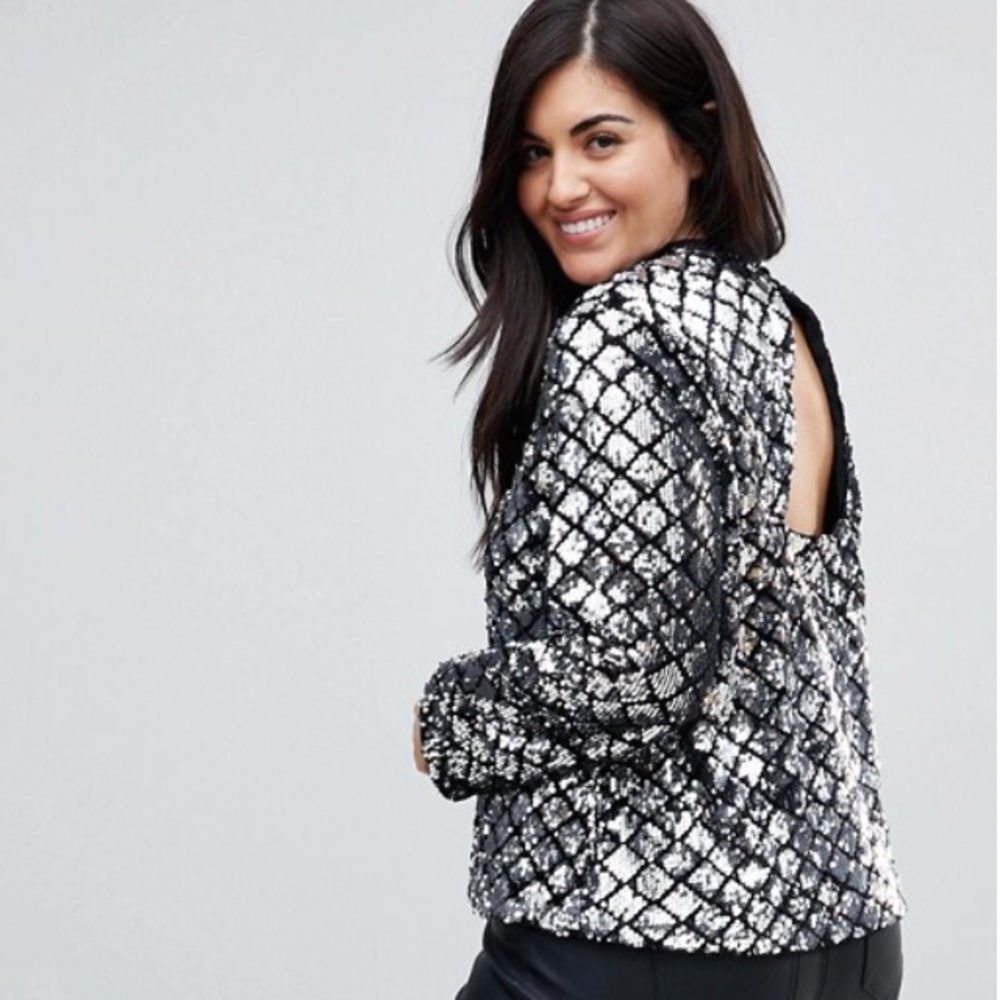 NWOT ASOS Curve Plus Size Silver sequin top